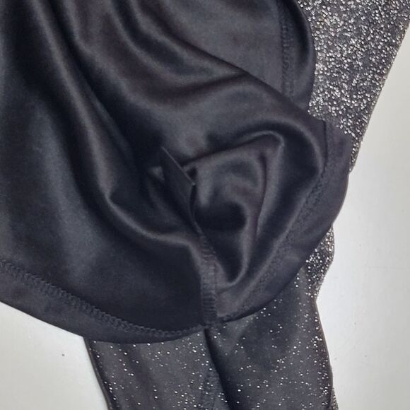 $99 NEW M Fraiche by J black metallic deep v neck twirl holiday dress medium NWT - Picture 3 of 10